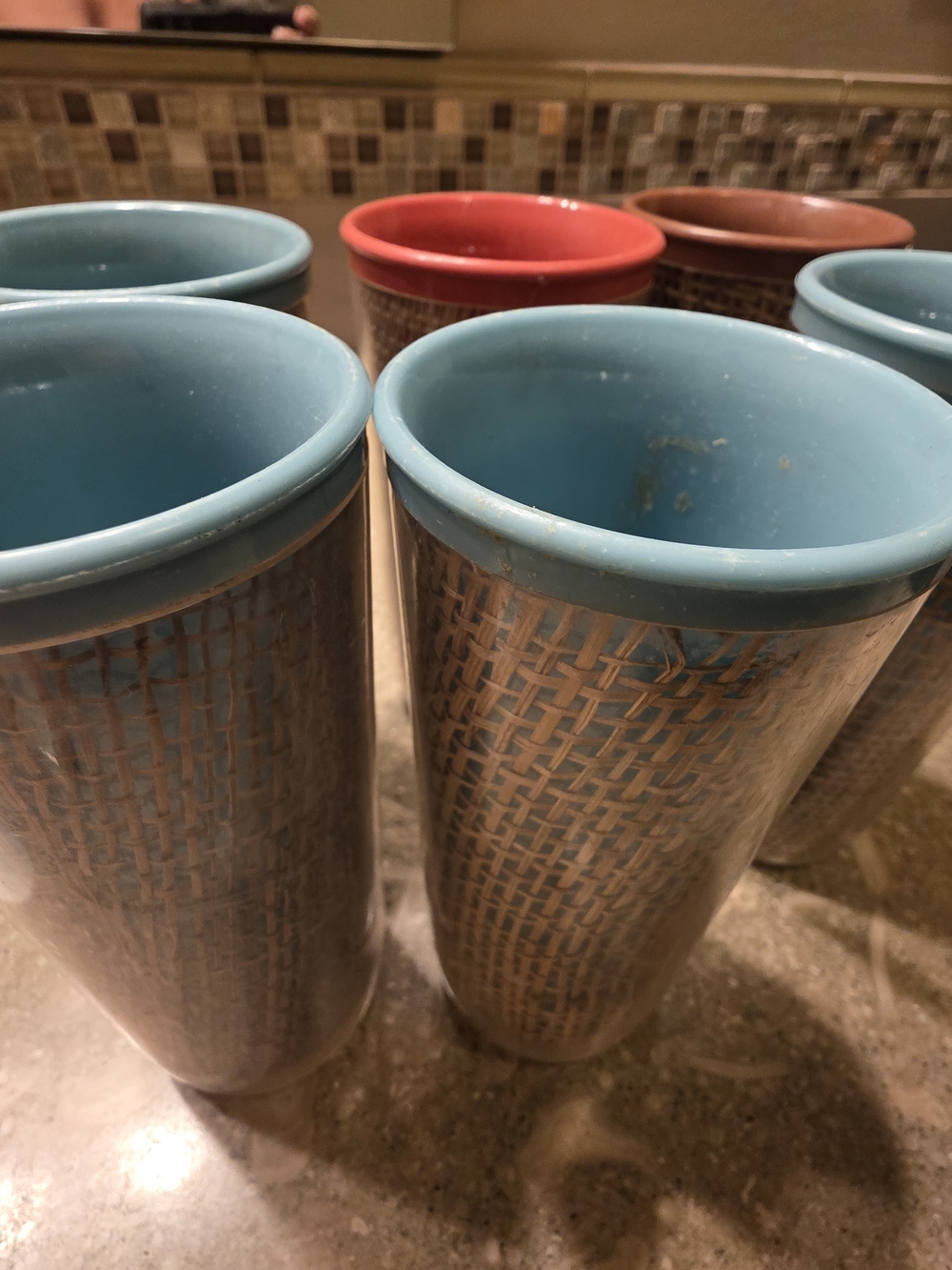 6 Raffia MID CENTURY MODERN Tumblers